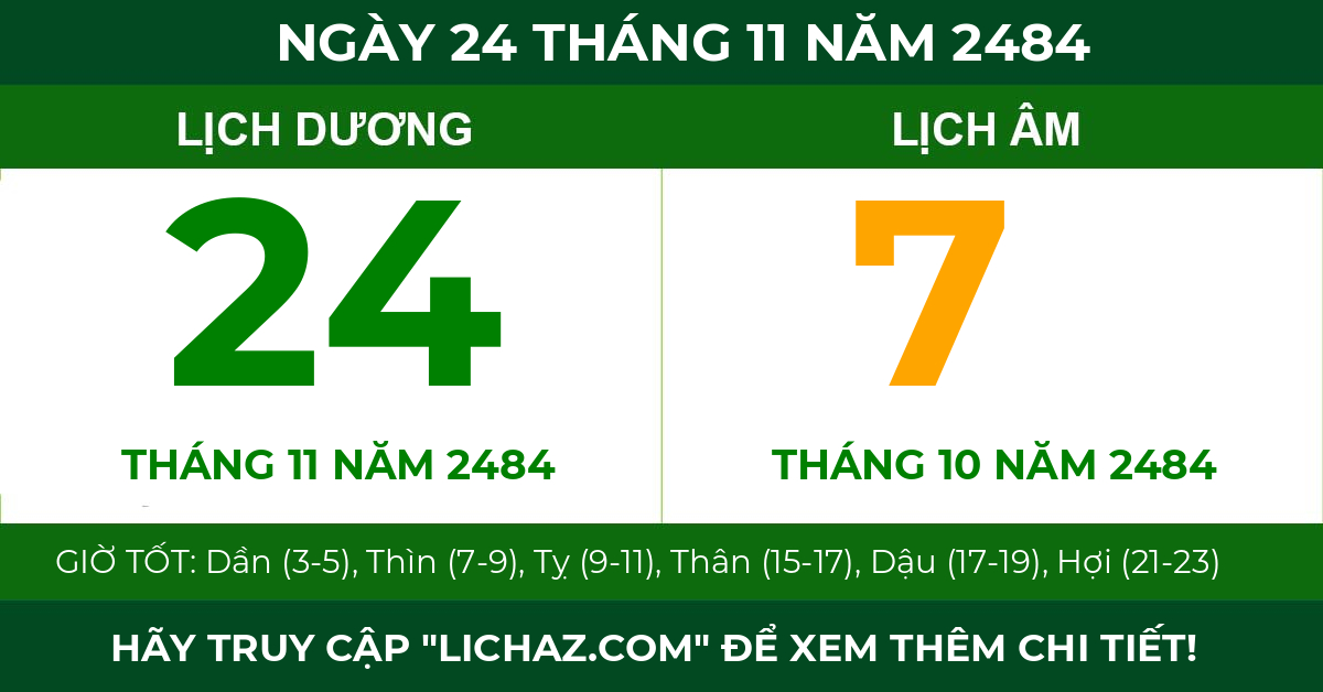 lịch âm ngày 24 tháng 11 năm 2484