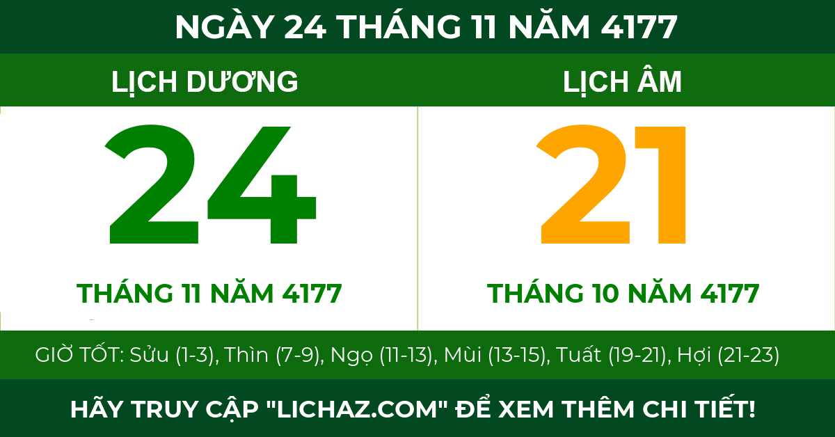 lịch âm ngày 24 tháng 11 năm 4177
