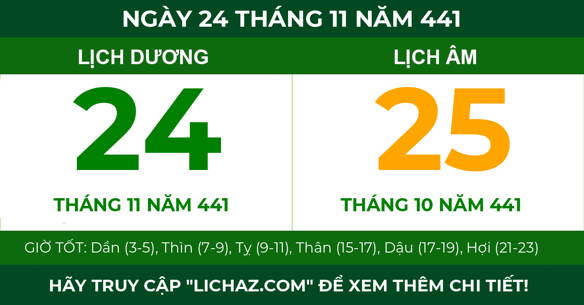 lịch âm ngày 24 tháng 11 năm 441