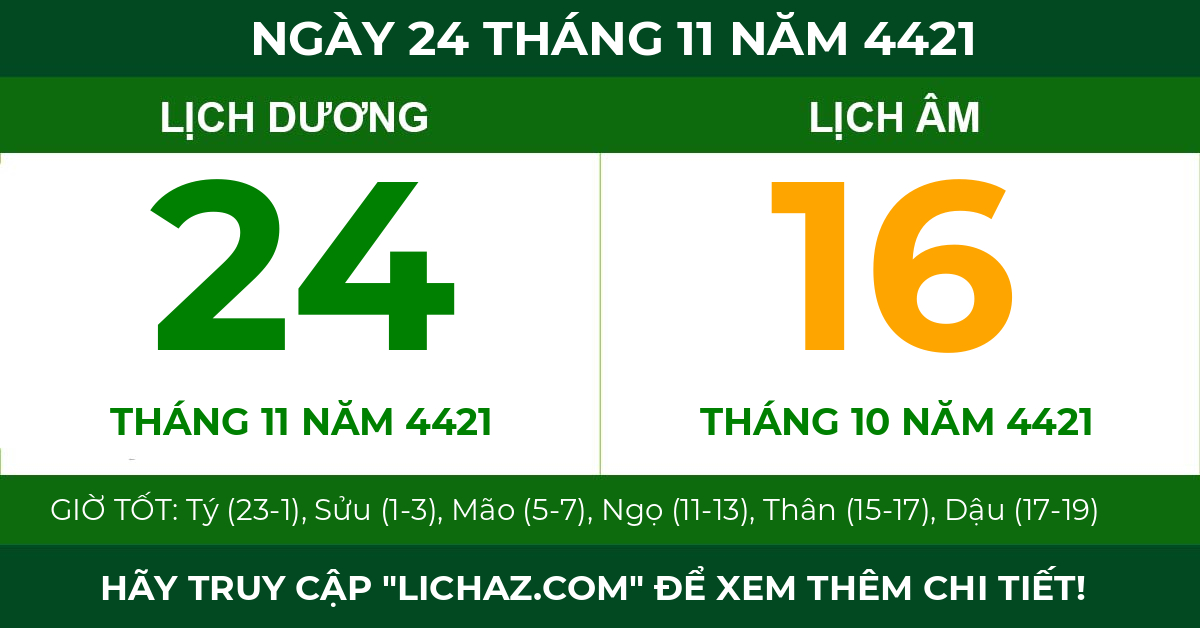 lịch âm ngày 24 tháng 11 năm 4421