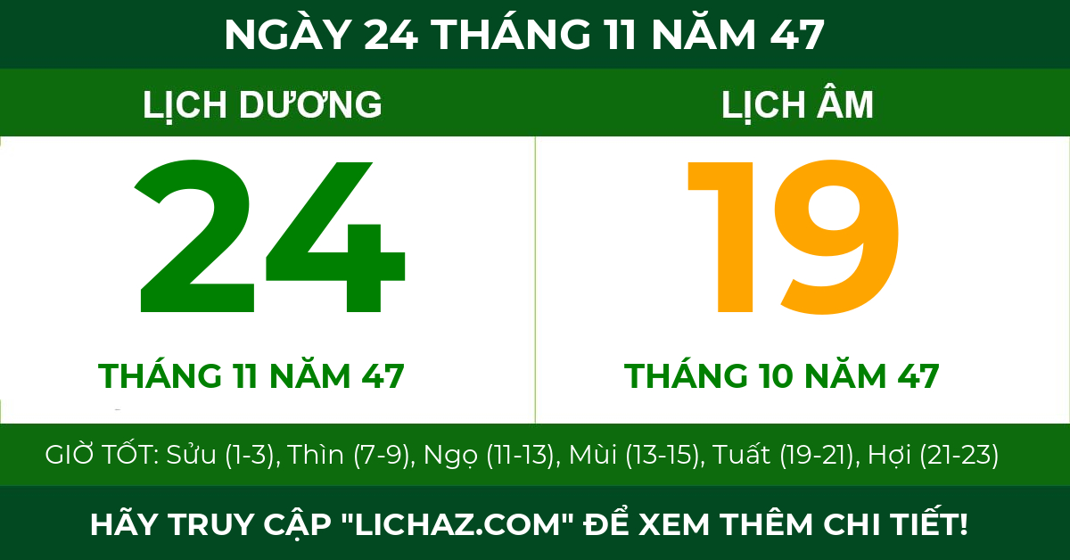 lịch âm ngày 24 tháng 11 năm 47