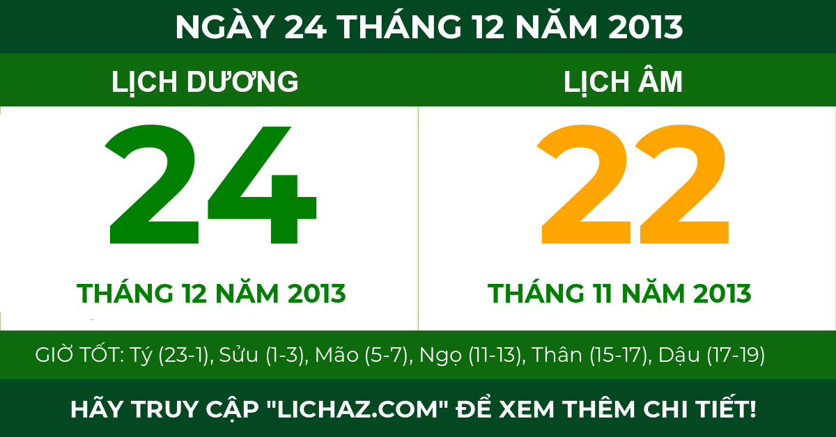 lịch âm ngày 24 tháng 12 năm 2013