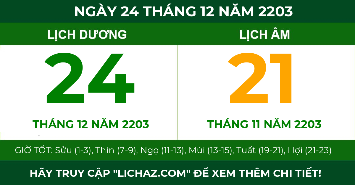 lịch âm ngày 24 tháng 12 năm 2203