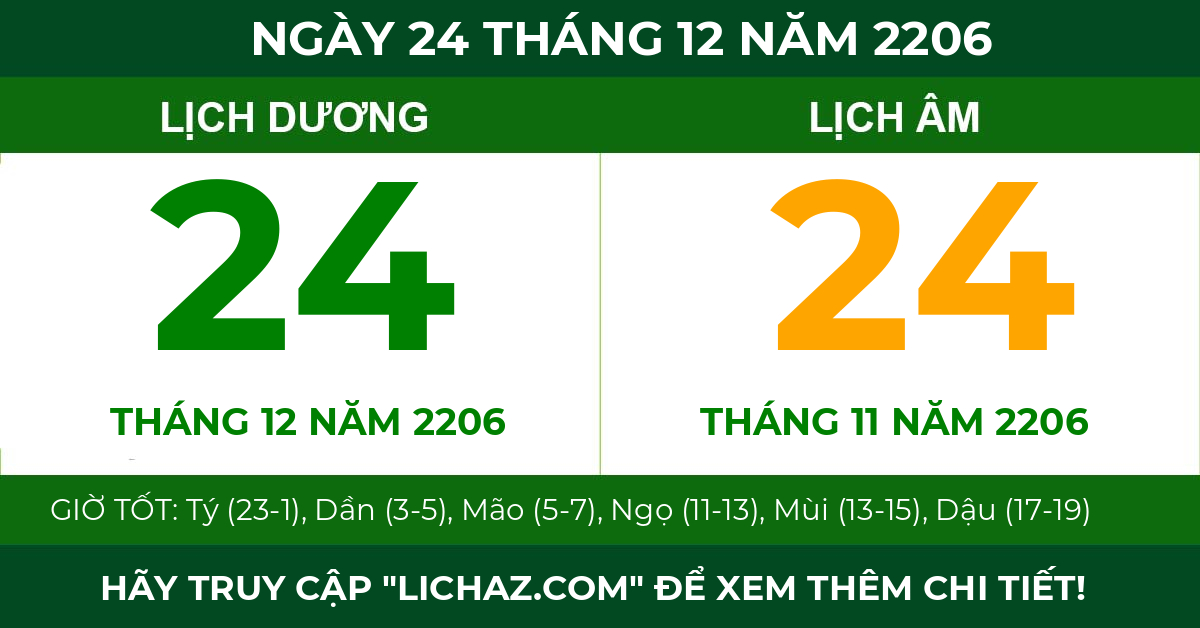 lịch âm ngày 24 tháng 12 năm 2206