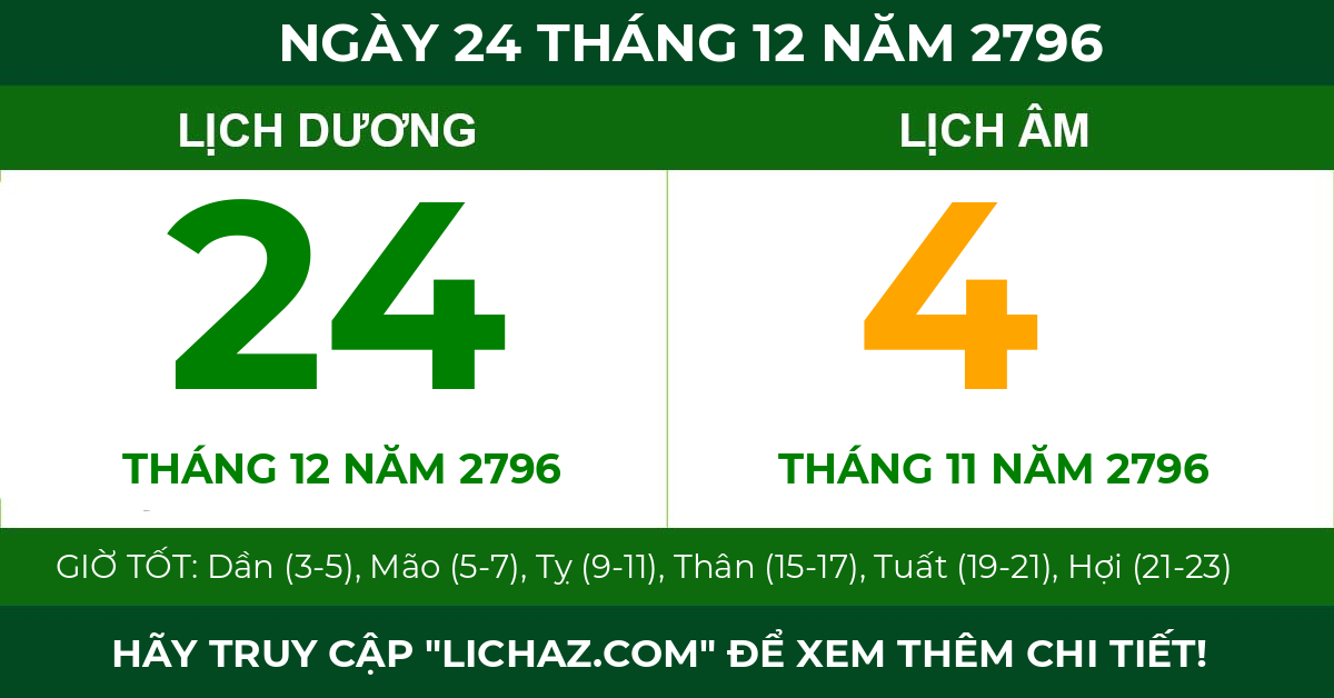 lịch âm ngày 24 tháng 12 năm 2796