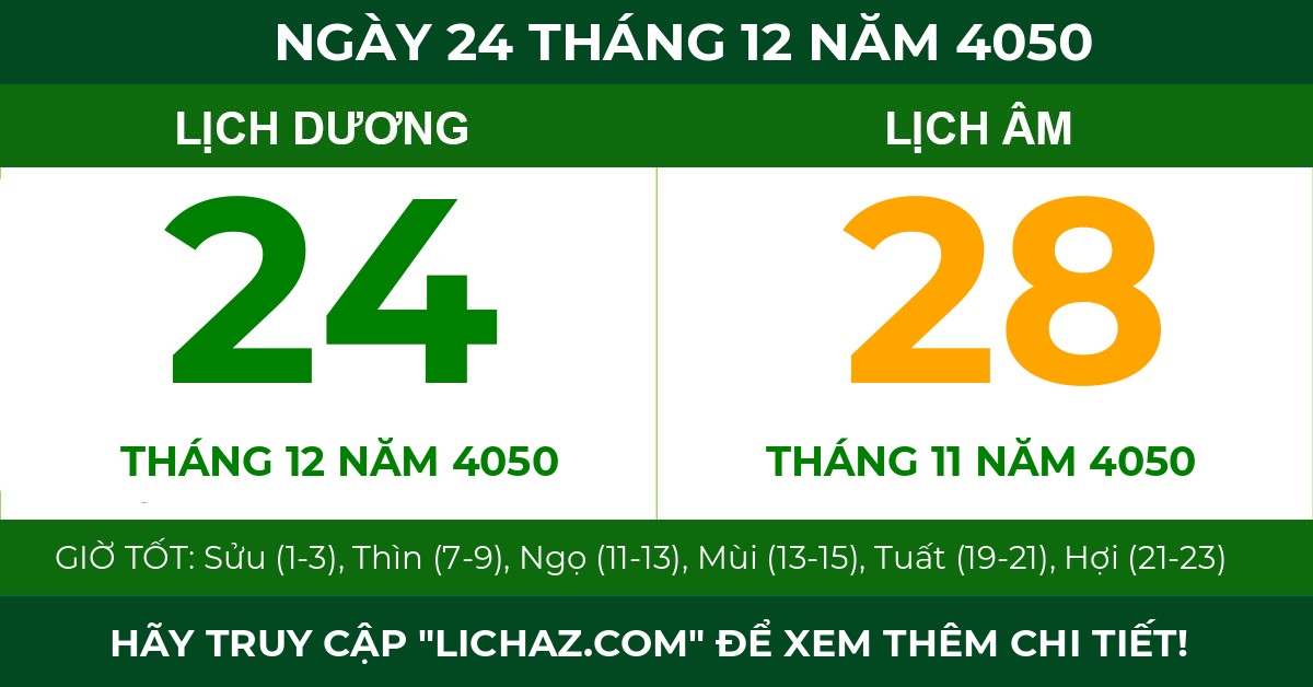 lịch âm ngày 24 tháng 12 năm 4050