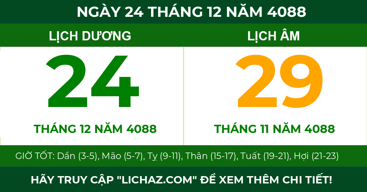 lịch âm ngày 24 tháng 12 năm 4088