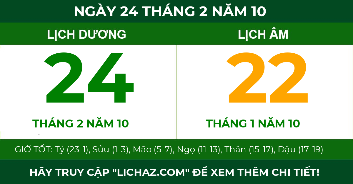 lịch âm ngày 24 tháng 2 năm 10