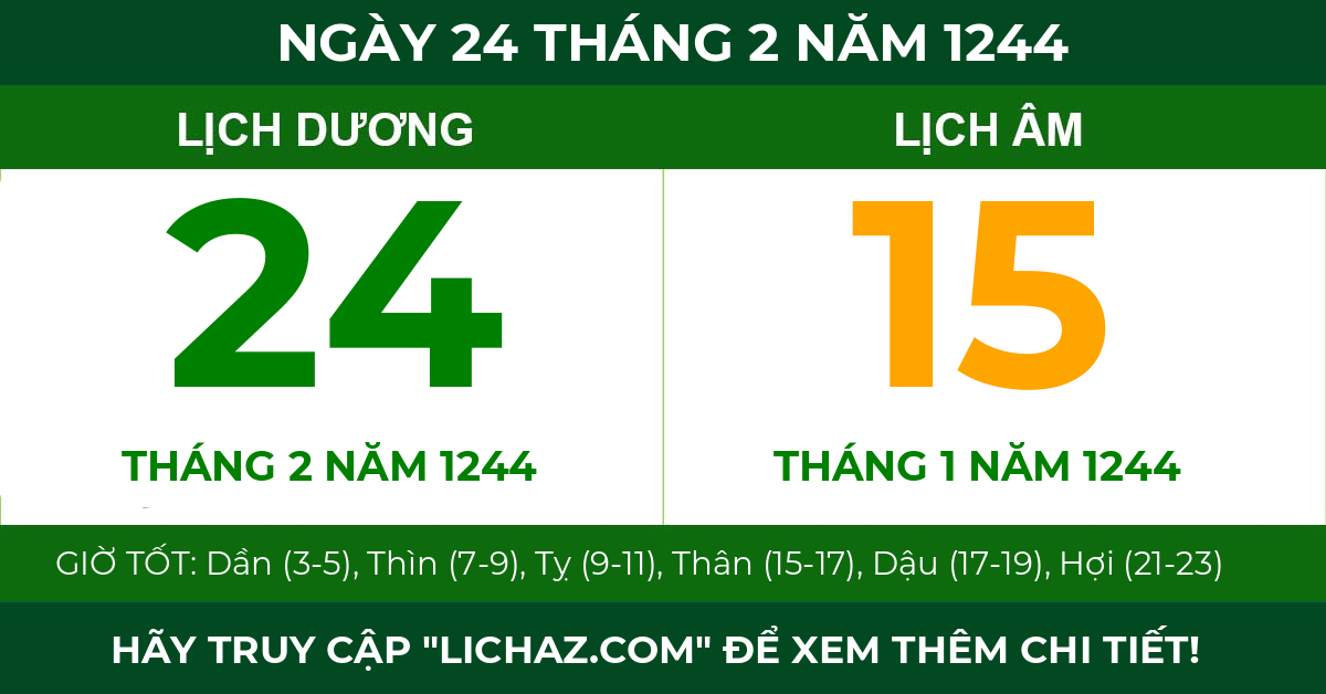 lịch âm ngày 24 tháng 2 năm 1244