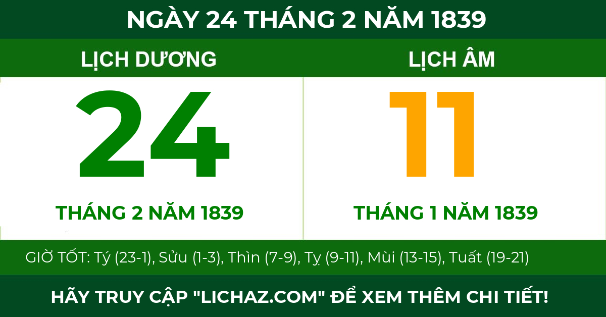 lịch âm ngày 24 tháng 2 năm 1839