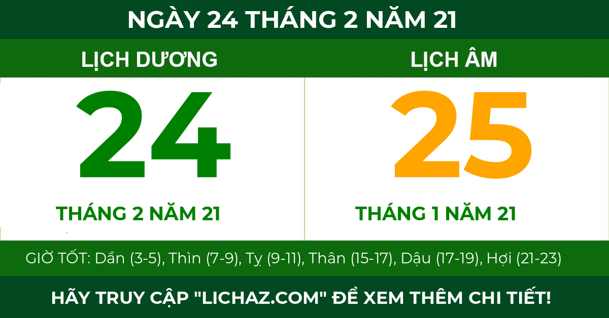 lịch âm ngày 24 tháng 2 năm 21