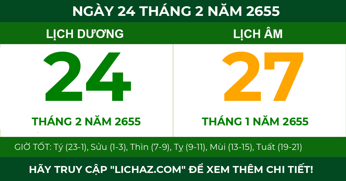 lịch âm ngày 24 tháng 2 năm 2655