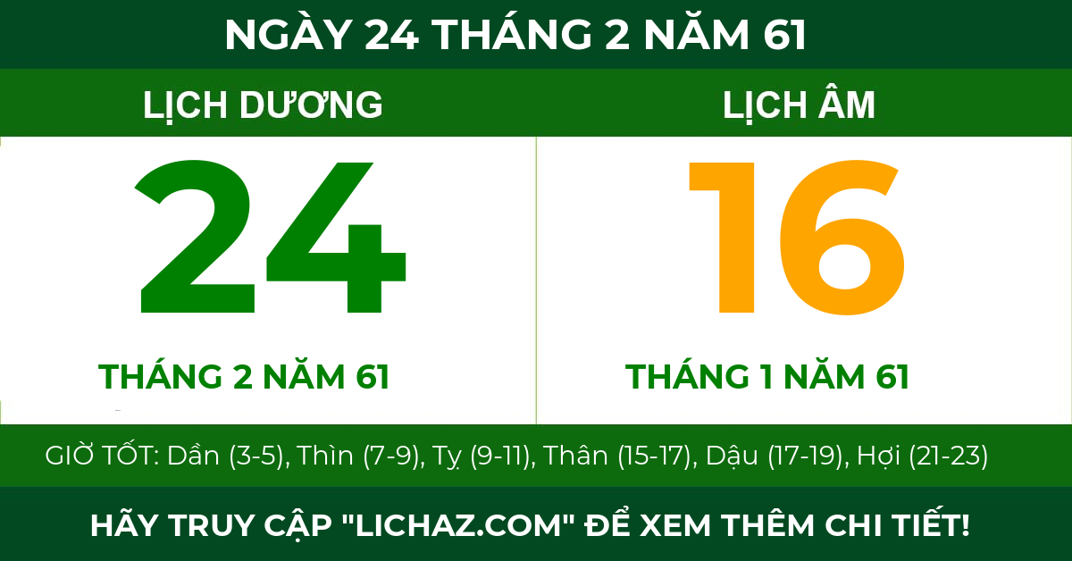 lịch âm ngày 24 tháng 2 năm 61