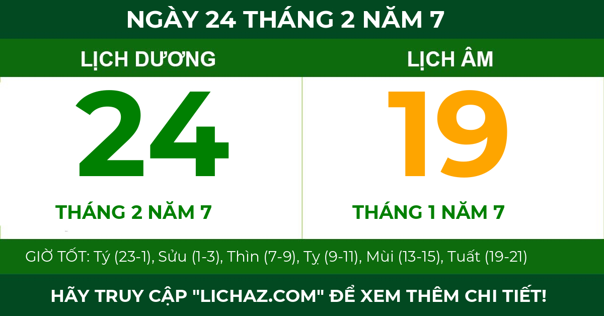 lịch âm ngày 24 tháng 2 năm 7