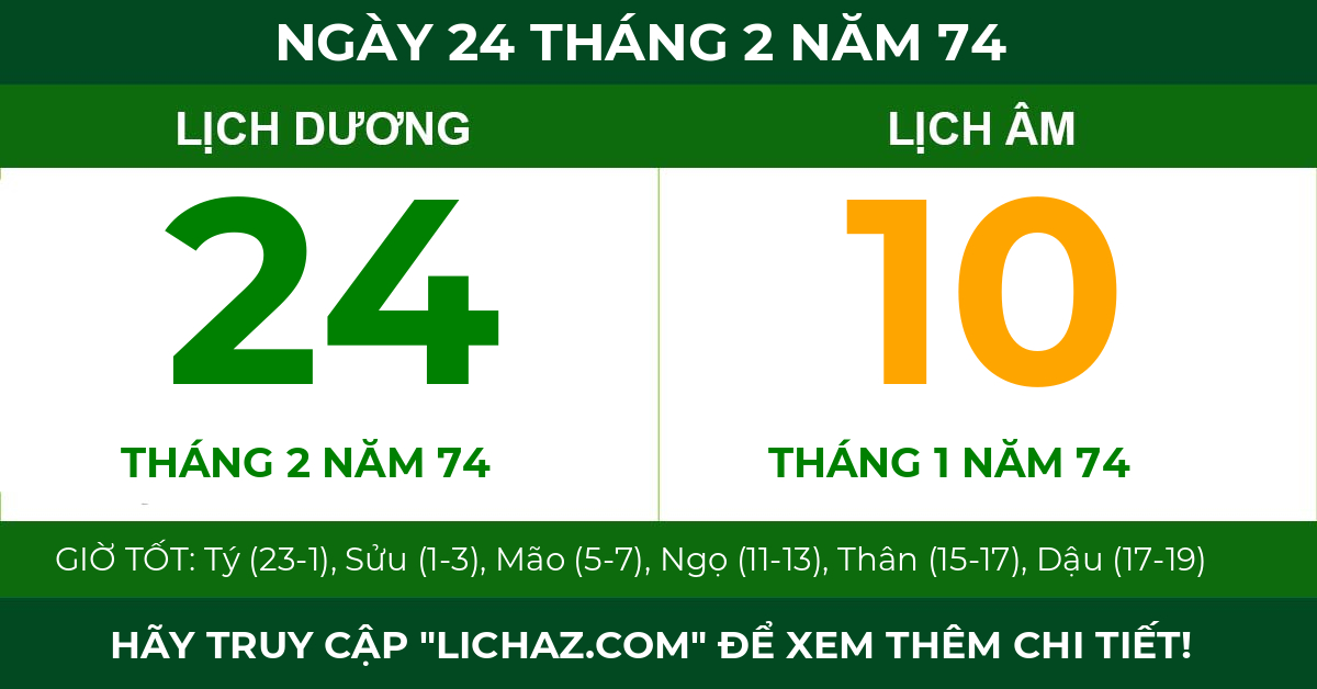 lịch âm ngày 24 tháng 2 năm 74
