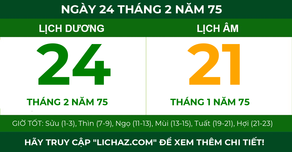 lịch âm ngày 24 tháng 2 năm 75