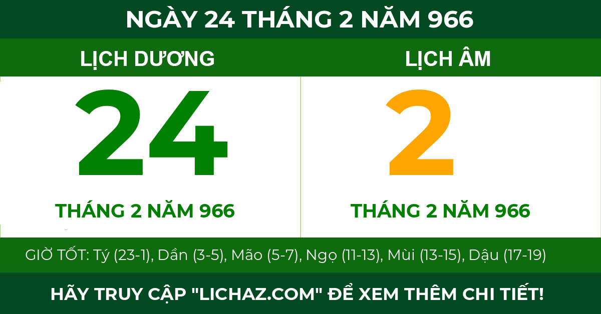 lịch âm ngày 24 tháng 2 năm 966