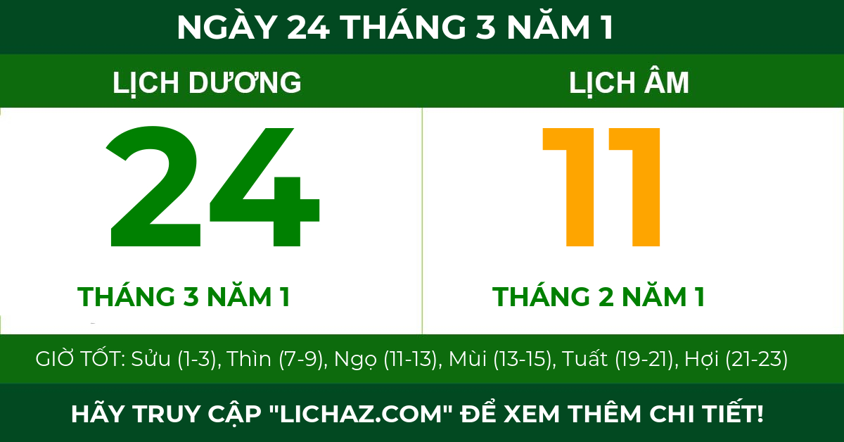 lịch âm ngày 24 tháng 3 năm 1