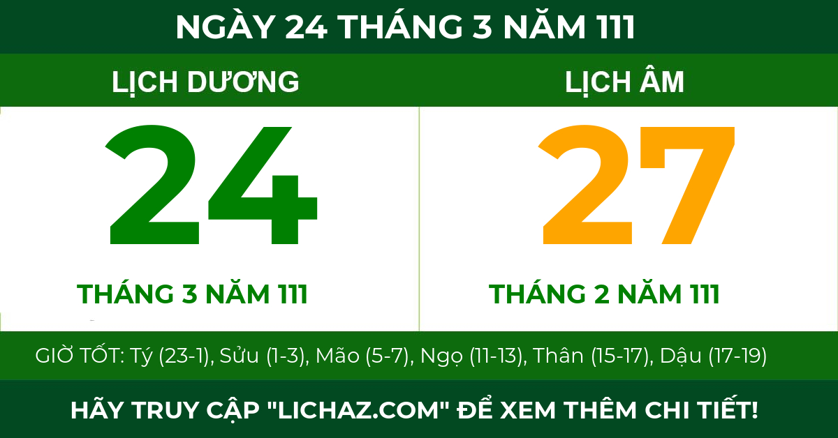 lịch âm ngày 24 tháng 3 năm 111