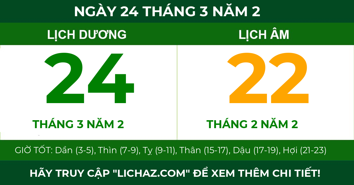 lịch âm ngày 24 tháng 3 năm 2