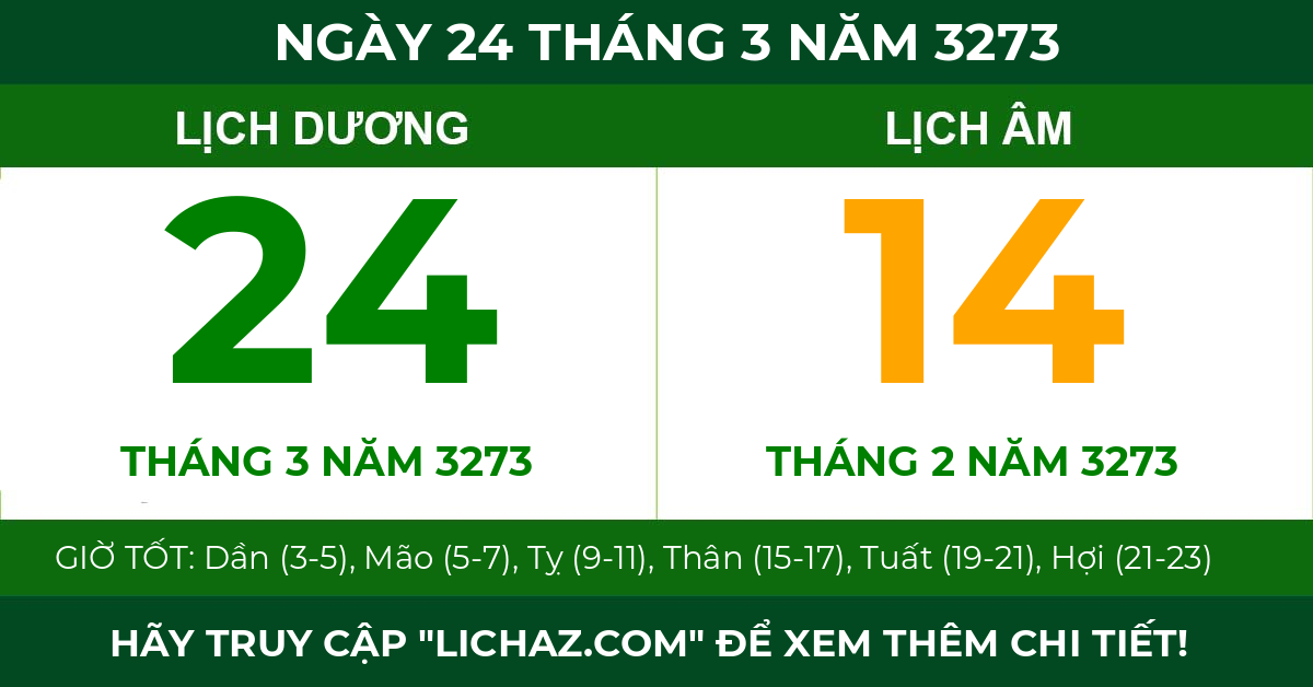 lịch âm ngày 24 tháng 3 năm 3273