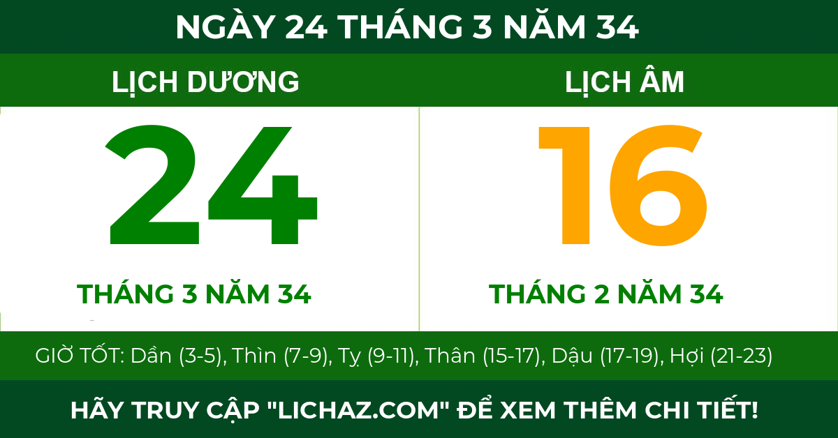 lịch âm ngày 24 tháng 3 năm 34