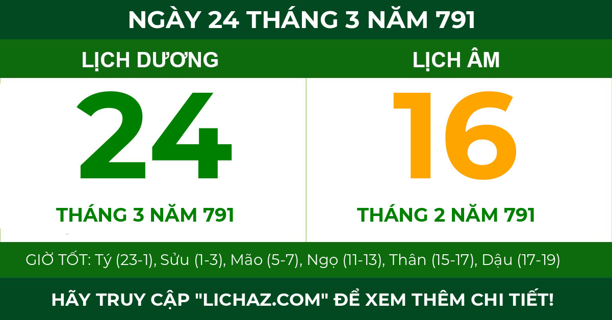 lịch âm ngày 24 tháng 3 năm 791