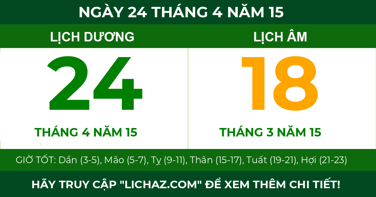 lịch âm ngày 24 tháng 4 năm 15