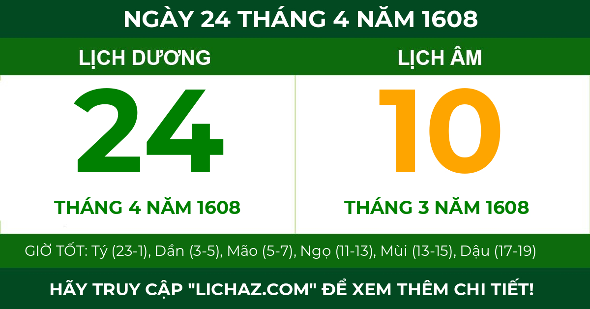 lịch âm ngày 24 tháng 4 năm 1608
