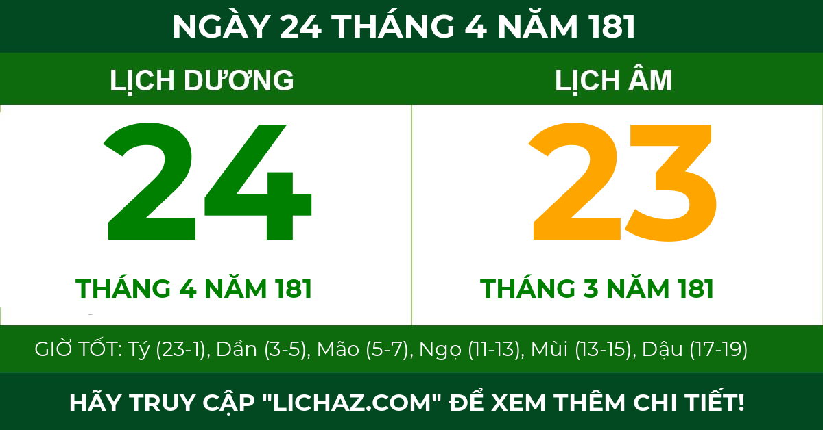 lịch âm ngày 24 tháng 4 năm 181