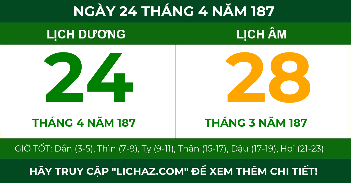 lịch âm ngày 24 tháng 4 năm 187
