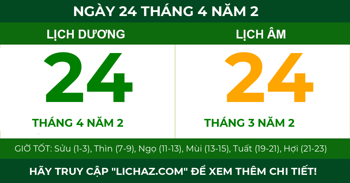 lịch âm ngày 24 tháng 4 năm 2