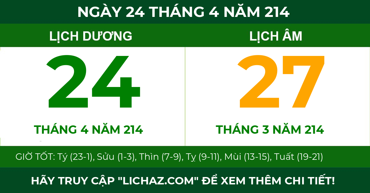 lịch âm ngày 24 tháng 4 năm 214