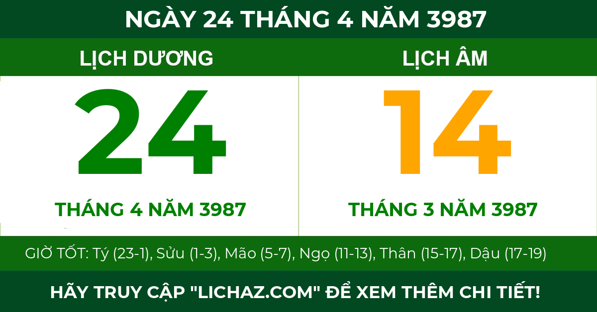 lịch âm ngày 24 tháng 4 năm 3987