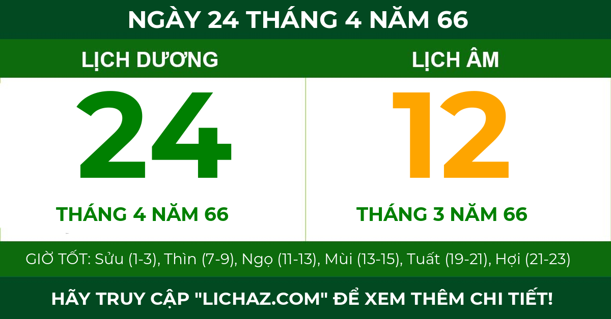 lịch âm ngày 24 tháng 4 năm 66