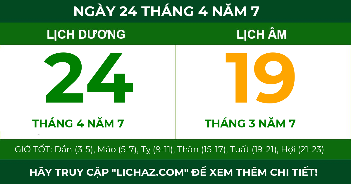 lịch âm ngày 24 tháng 4 năm 7
