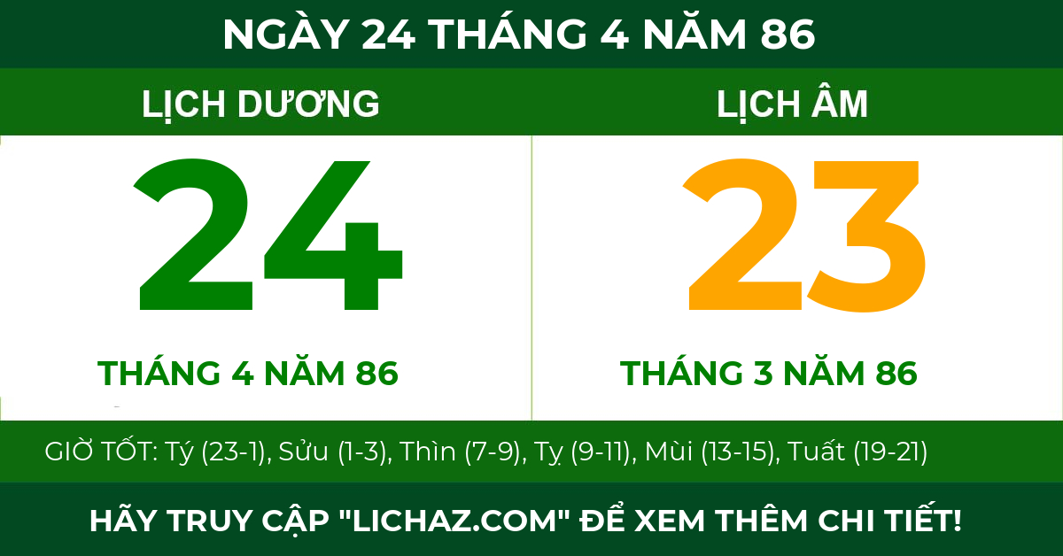 lịch âm ngày 24 tháng 4 năm 86