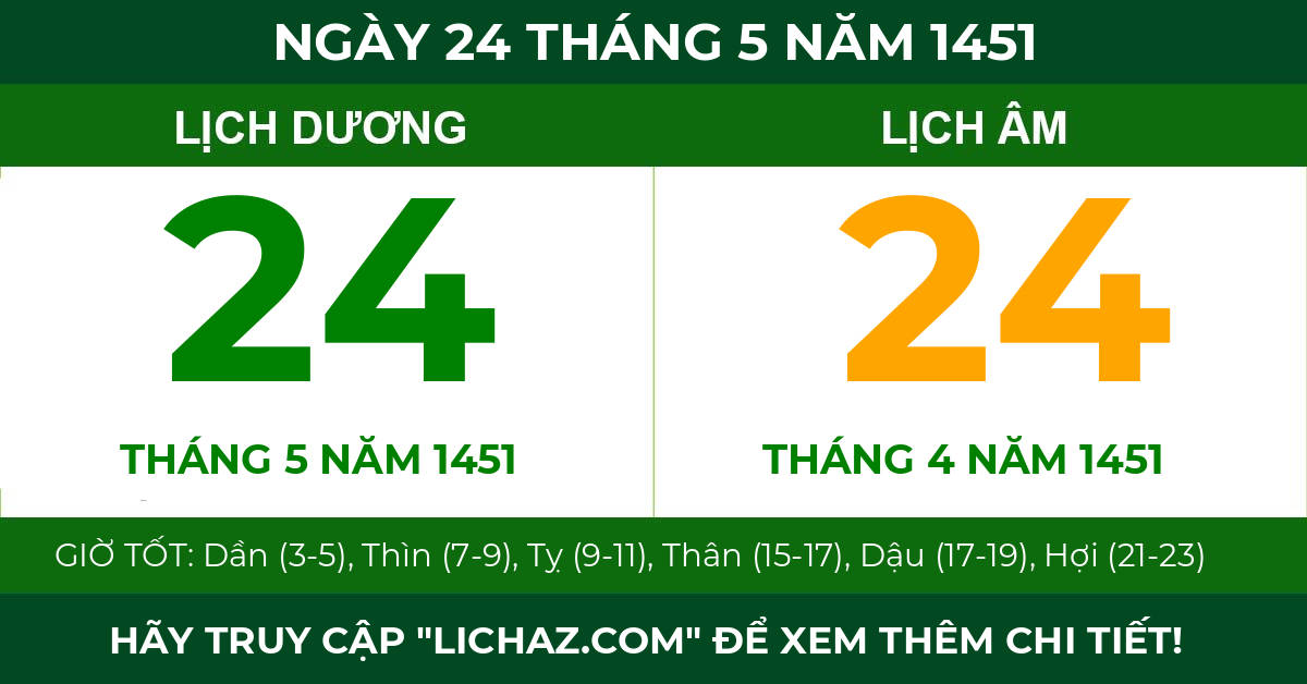 lịch âm ngày 24 tháng 5 năm 1451