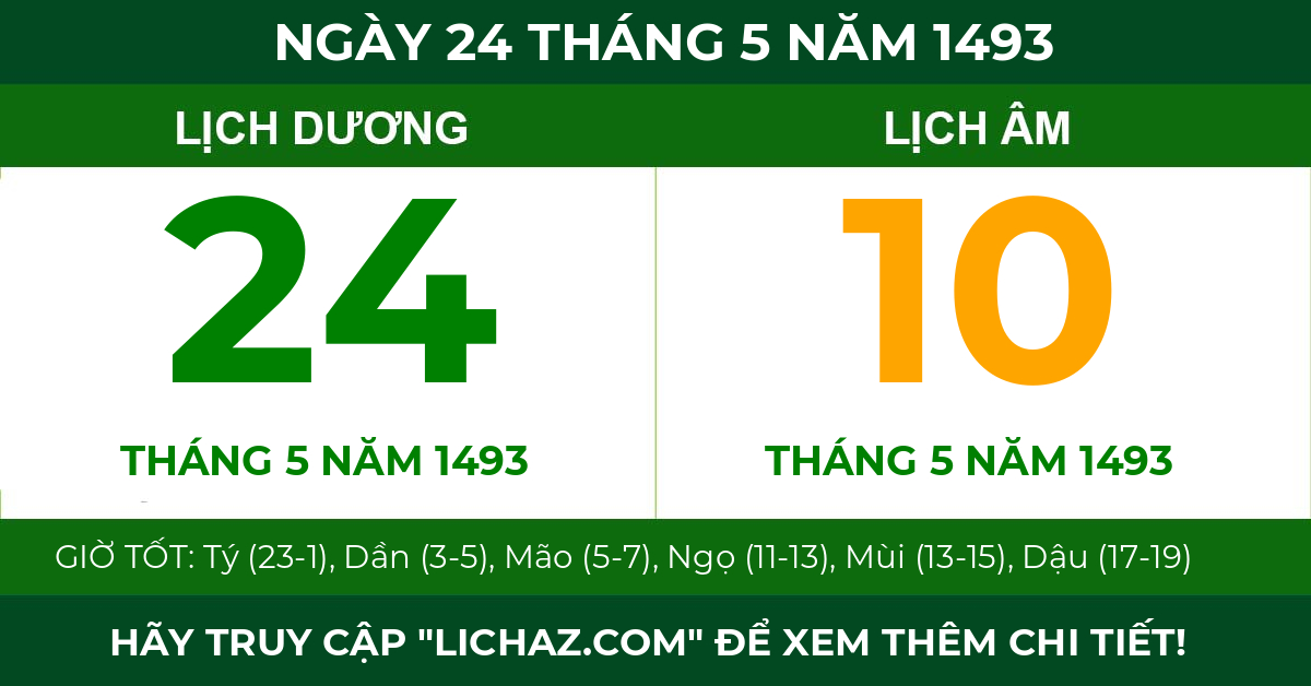lịch âm ngày 24 tháng 5 năm 1493