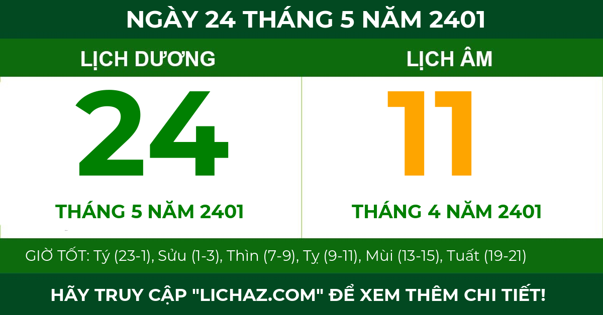lịch âm ngày 24 tháng 5 năm 2401