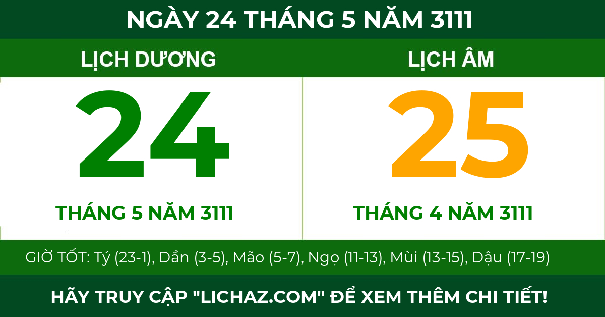 lịch âm ngày 24 tháng 5 năm 3111
