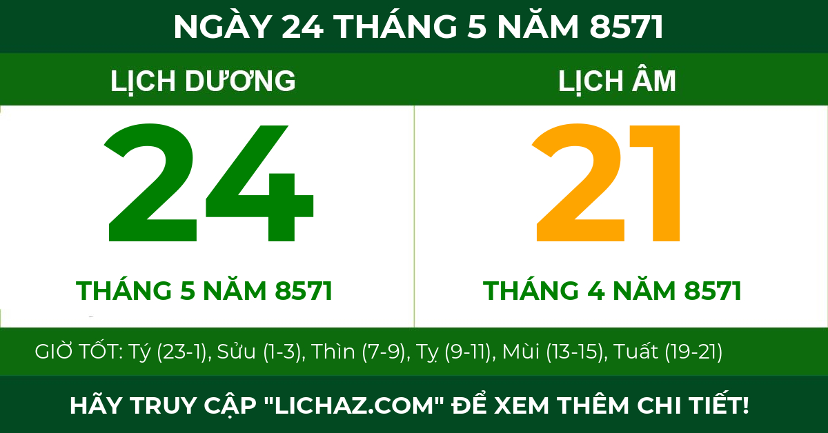 lịch âm ngày 24 tháng 5 năm 8571