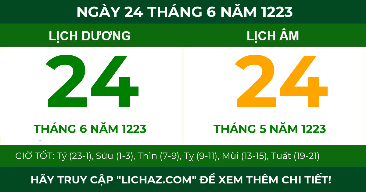 lịch âm ngày 24 tháng 6 năm 1223