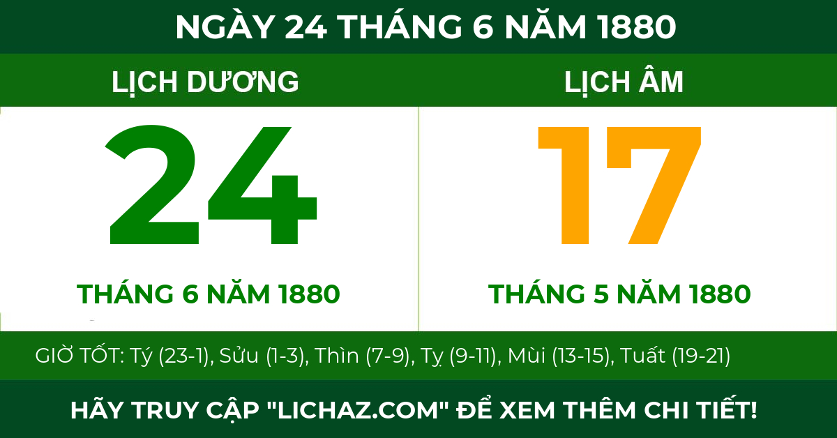 lịch âm ngày 24 tháng 6 năm 1880
