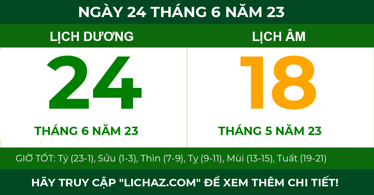 lịch âm ngày 24 tháng 6 năm 23