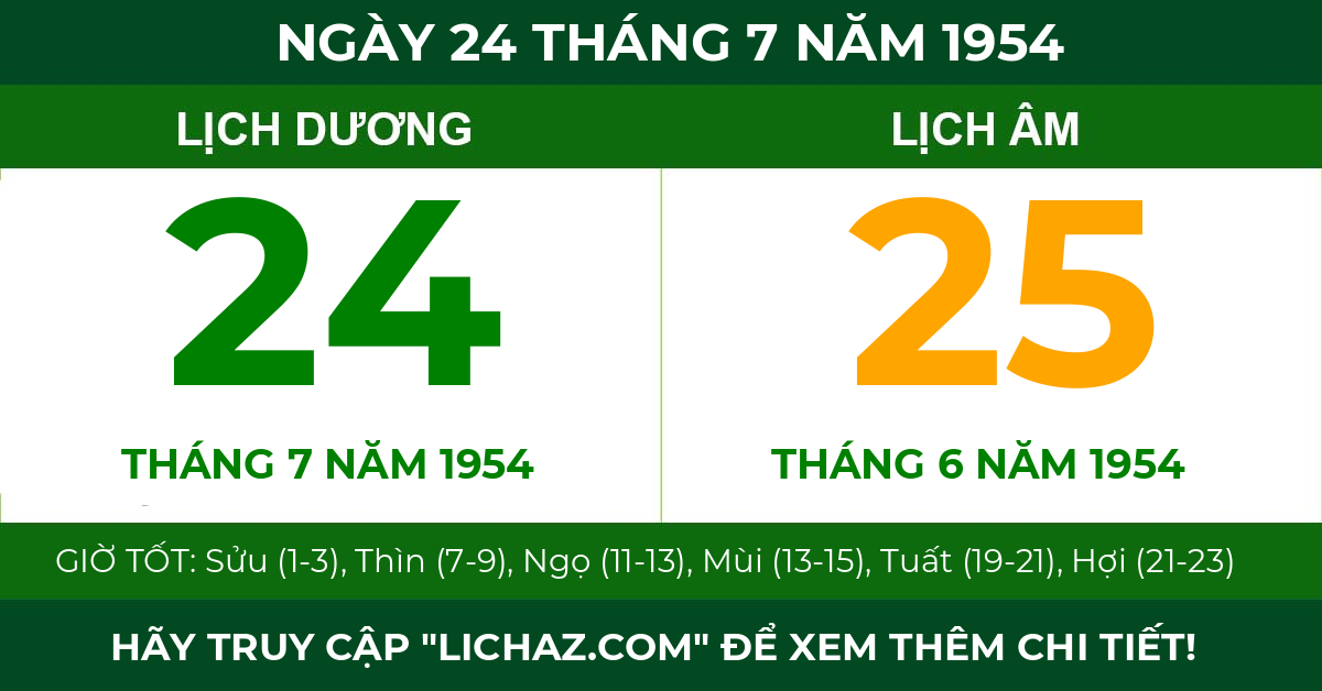 lịch âm ngày 24 tháng 7 năm 1954