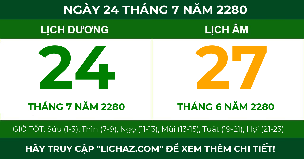 lịch âm ngày 24 tháng 7 năm 2280
