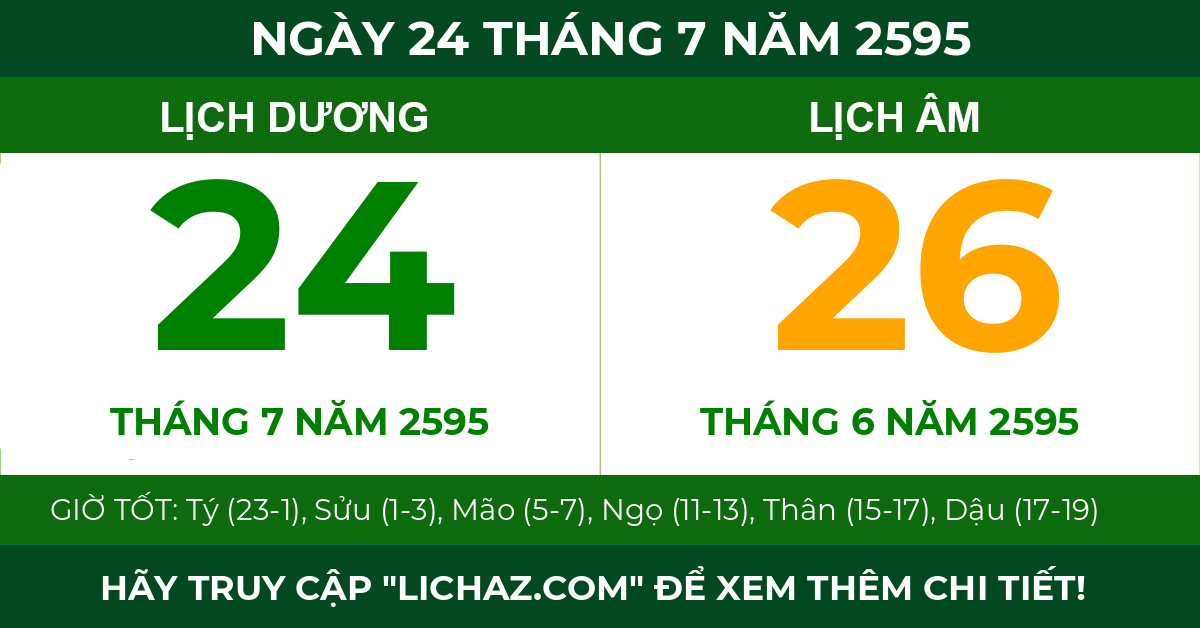 lịch âm ngày 24 tháng 7 năm 2595