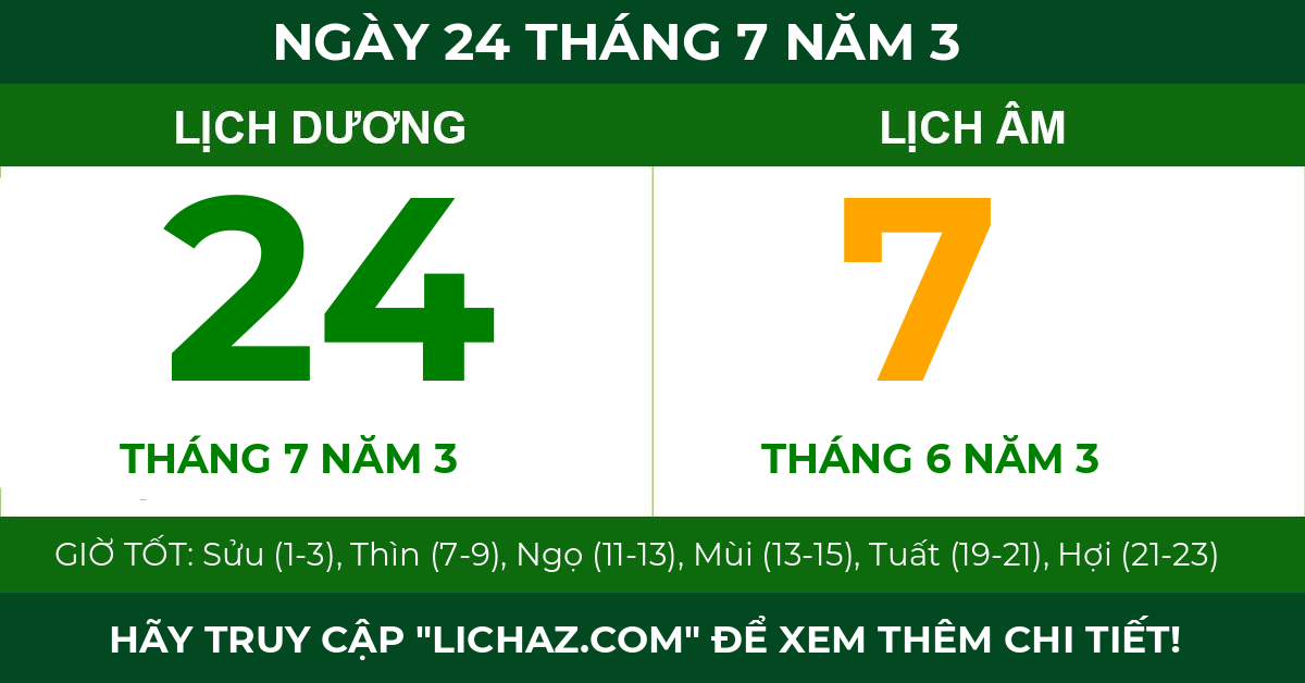 lịch âm ngày 24 tháng 7 năm 3