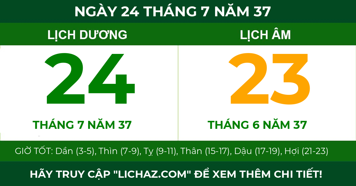 lịch âm ngày 24 tháng 7 năm 37